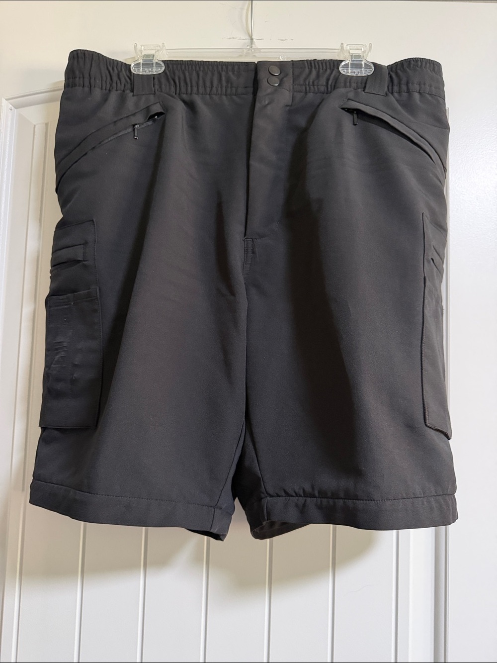 United Uniform Men's Black Cargo Shorts with Secure Zip Pockets